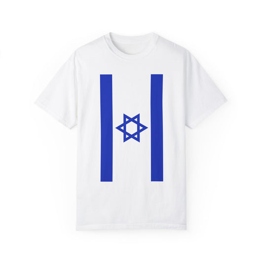 Israeli Flag Vertical Unisex Garment-Dyed T-shirt