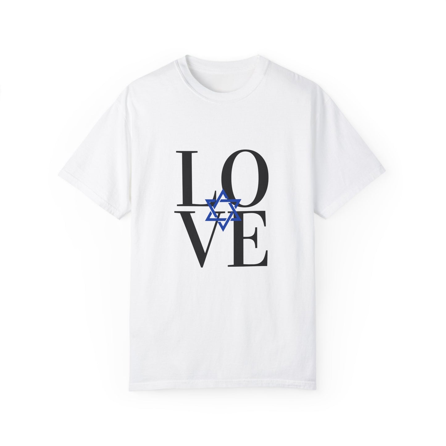 LOVE Blue Star Middle Unisex Garment-Dyed T-shirt