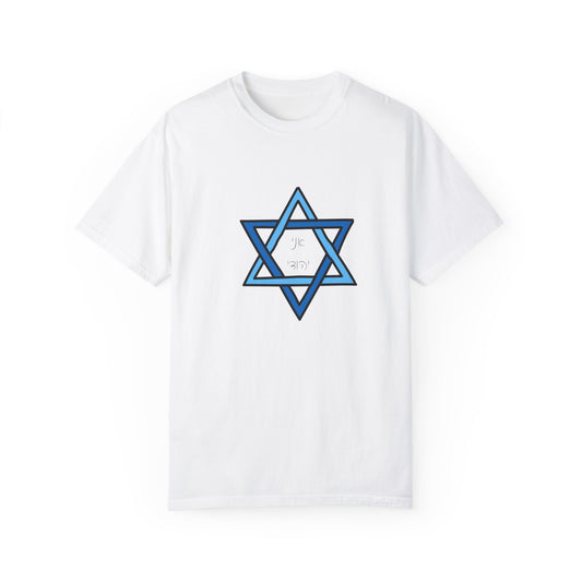 Ani Yehudi Blue & White Star Unisex Garment-Dyed T-shirt