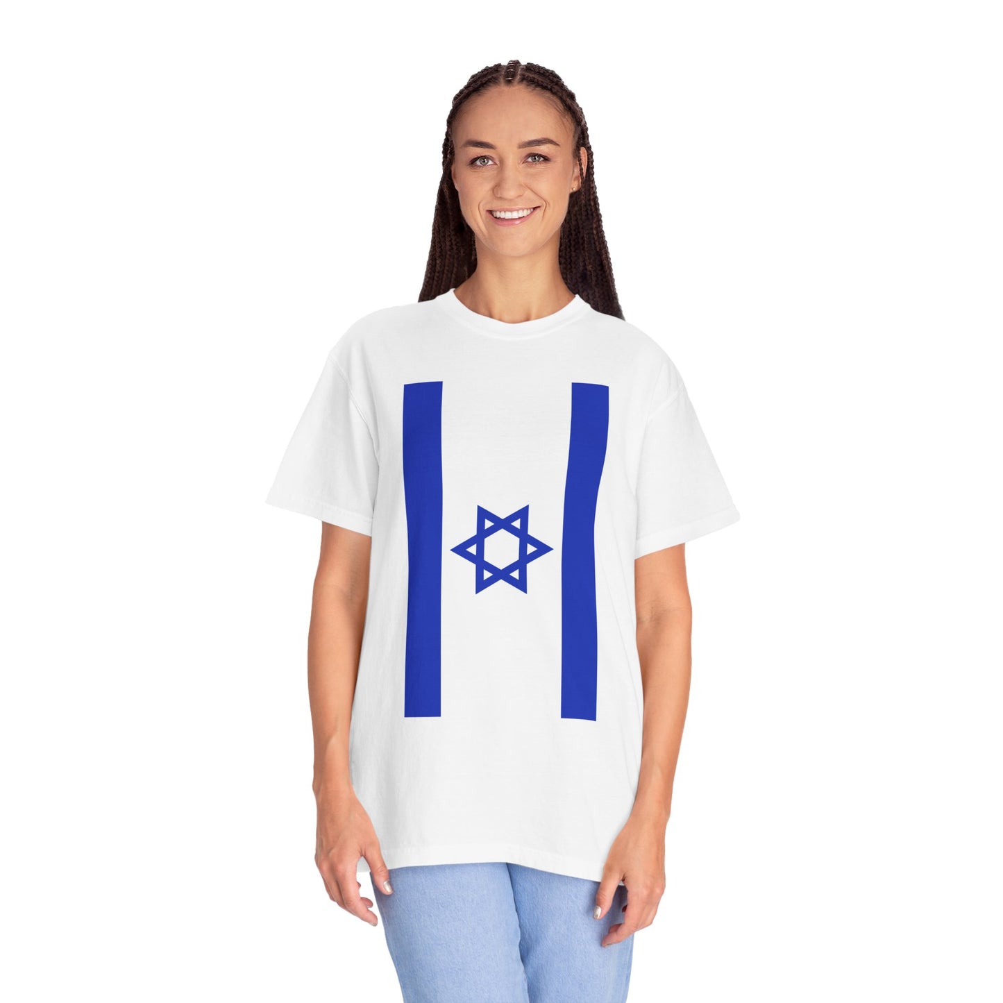 Israeli Flag Vertical Unisex Garment-Dyed T-shirt