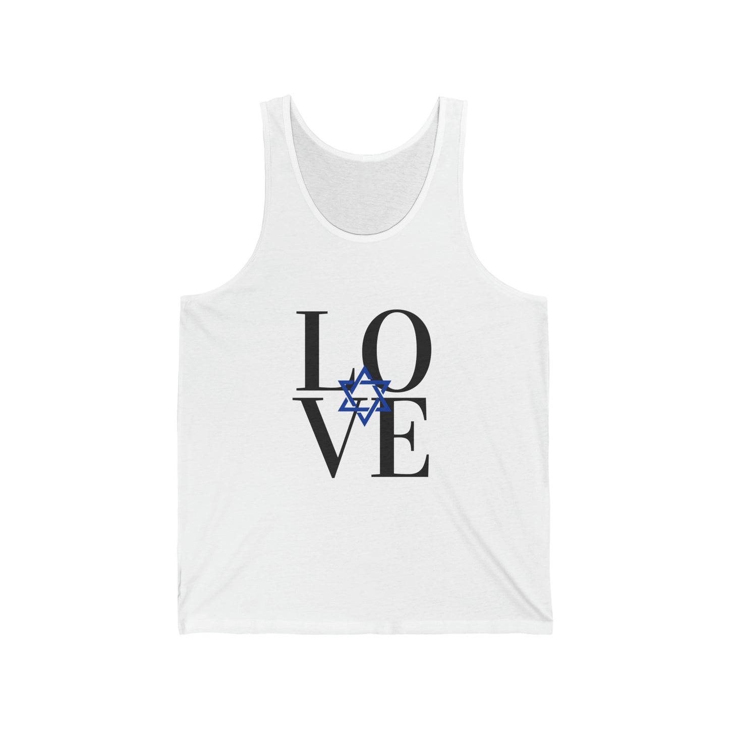 LOVE Jewish Star Blue Middle Unisex Jersey Tank