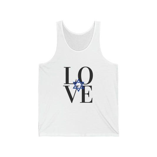 LOVE Jewish Star Blue Middle Unisex Jersey Tank