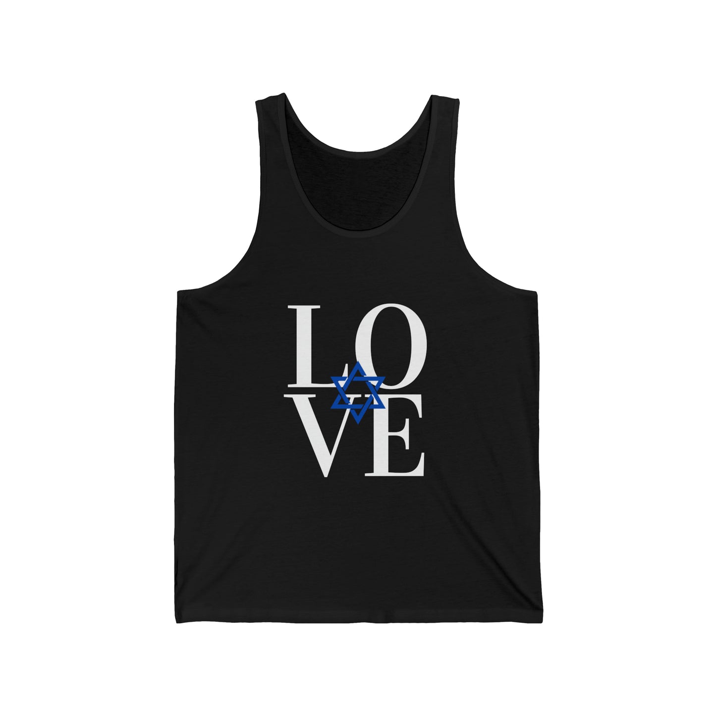 LOVE Jewish Star Blue Middle Unisex Jersey Tank