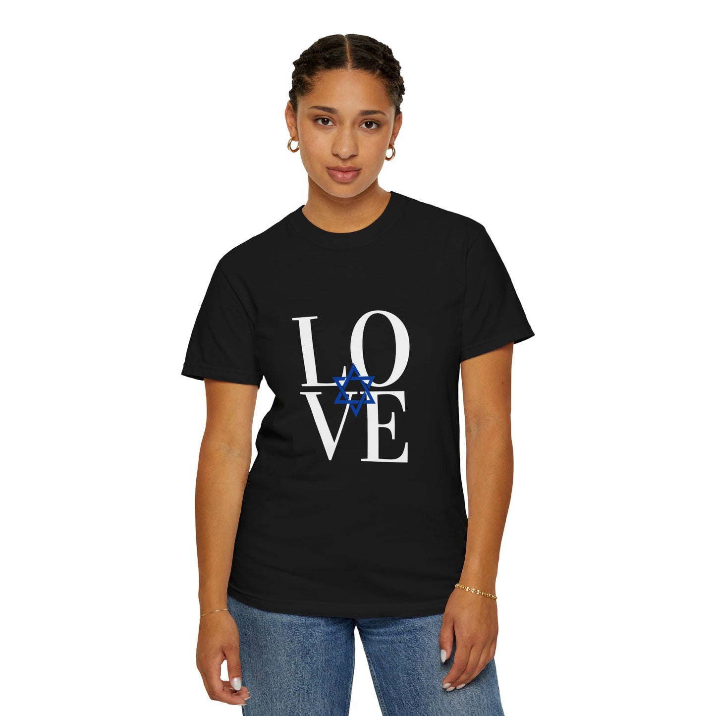 LOVE Blue Star Middle Unisex Garment-Dyed T-shirt