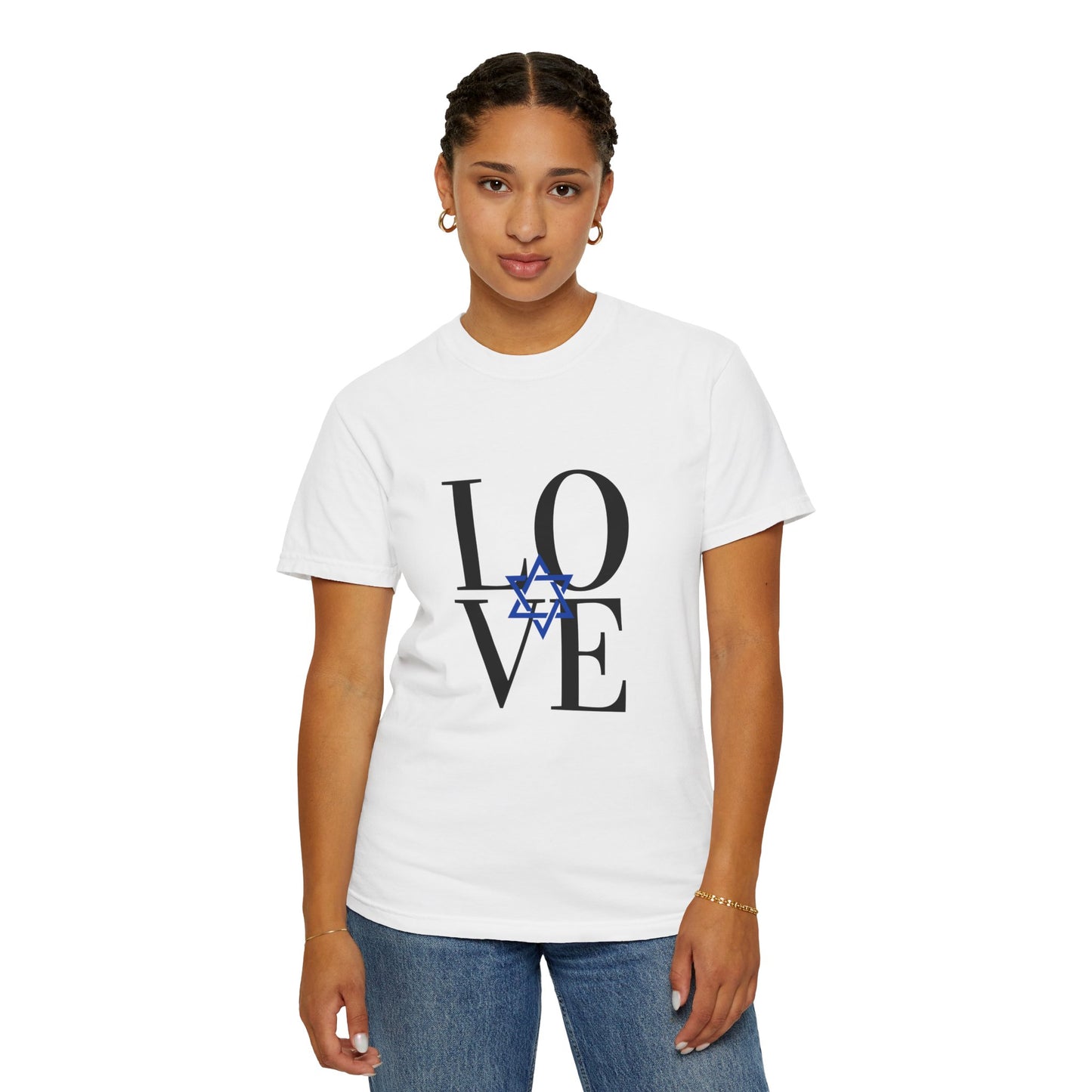 LOVE Blue Star Middle Unisex Garment-Dyed T-shirt