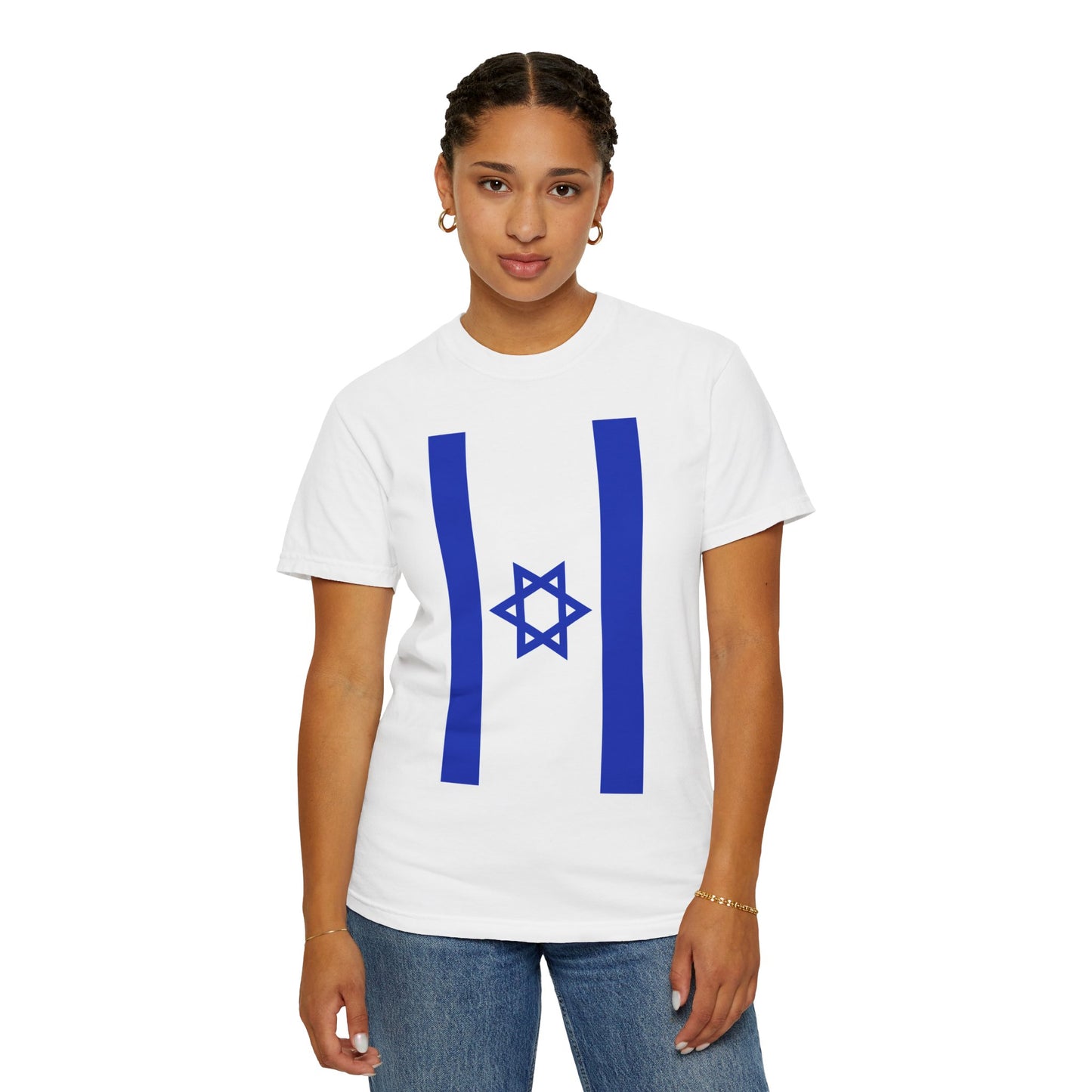 Israeli Flag Vertical Unisex Garment-Dyed T-shirt